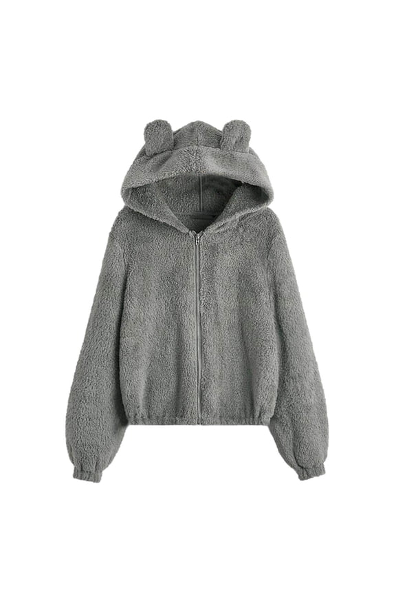 Fall Clothes For Women Fashion Women Winter Warm Solid Winter Lengthened Plush Long Sleeve Outwear Gray