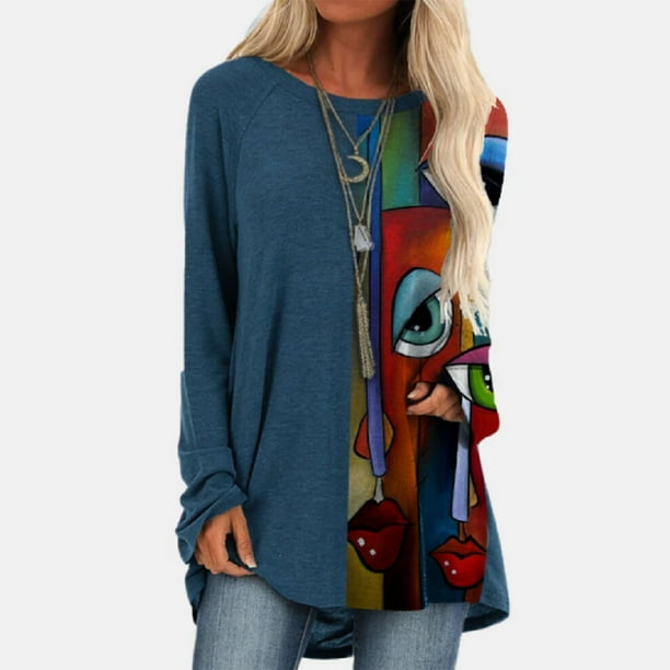 Women's Stitching O-Neck Long-Sleeved Shirt Women's Stitching O-Neck Long-Sleeved Shirt