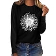 thumbnail image 1 of kayannuo Fall Clothes For Women Women Top Casual Long Sleeve Daisy O-neck Sweatshirt Pullover Blouse Black, 1 of 4