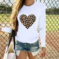 thumbnail image 1 of Kayannuo Clearance Fall Clothes For Women Women Valentine's Day Casual Long Sleeve O Neck Leopard Print Heart-shaped Top White, 1 of 4
