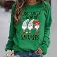thumbnail image 1 of Kayannuo Clearance Fall Clothes For Women Women's Christmas Print O Neck T-shirt Long Sleeve Casual Blouse Top Green, 1 of 6