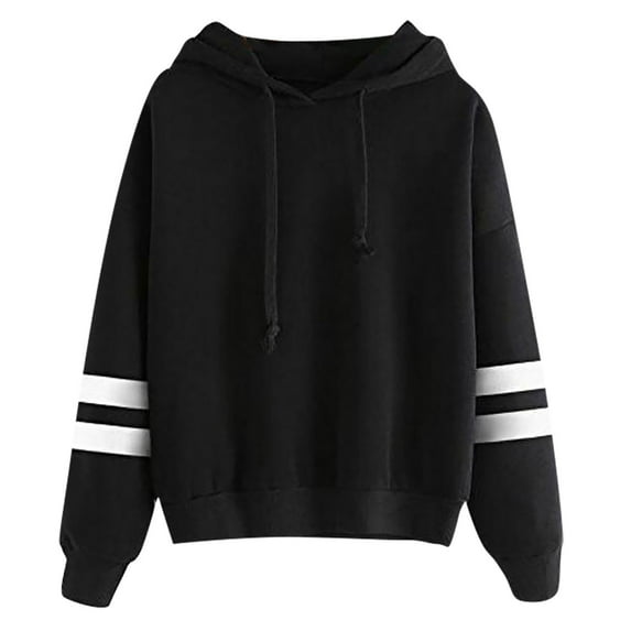 kayannuo Fall Clothes For Women Women's fashion casual loose long sleeve solid color hooded sweatshirt blouse Black