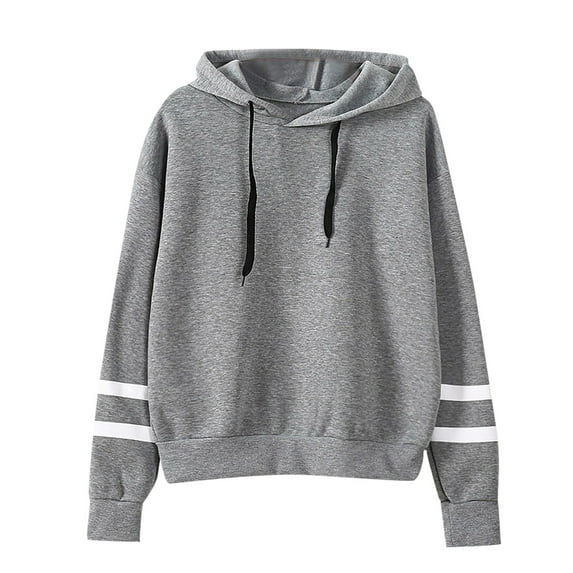 Kayannuo Clearance Fall Clothes For Women Women's fashion casual loose long sleeve solid color hooded sweatshirt blouse Gray