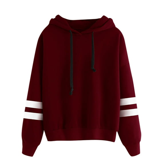Kayannuo Clearance Fall Clothes For Women Women's fashion casual loose long sleeve solid color hooded sweatshirt blouse Red