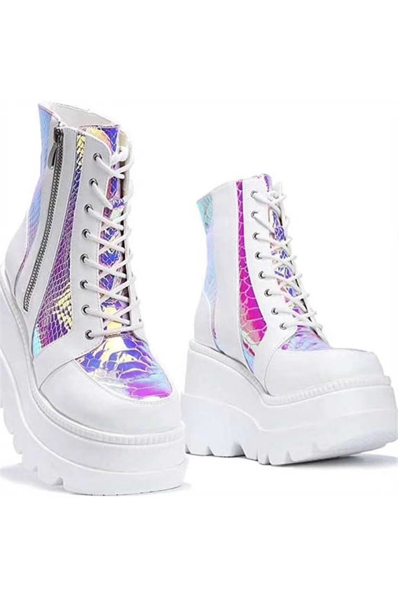 Clearance Fashion Thick Soled Large Size Short Boots Women Autumn Platform Leather Boots