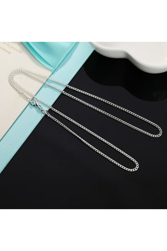 Fashion Women Men 2MM Silver Necklace Chain Jewelry