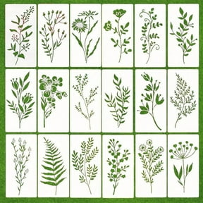 Fnochy Clearance Grass Stencil Set, 18pcs Painting Templates, Hollow Out Design, DIY Art Supplies, High-Quality PET Material for Creative Projects, Easy to Use for All Artists
