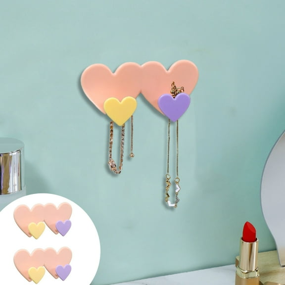 Floleo Clearance Heart Shaped Multifunctional Hooks for Clothes Hats Towels, Strong Adhesive Wall Hooks for Bathroom Kitchen, No Damage Space Saving Organizer
