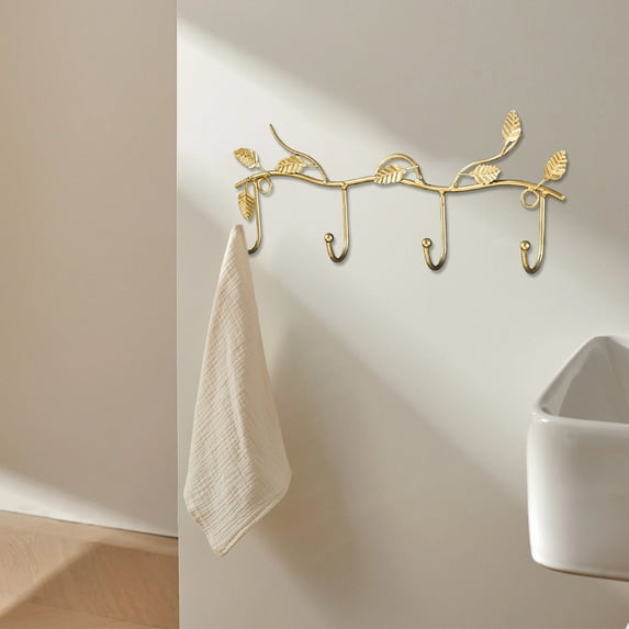 Floleo Clearance Iron Wall Hook Rack 4 Hooks Vintage Decorative Coat Key Hanger Organizer for Entryway Living Room Bedroom Doorway Wall Mounted Storage