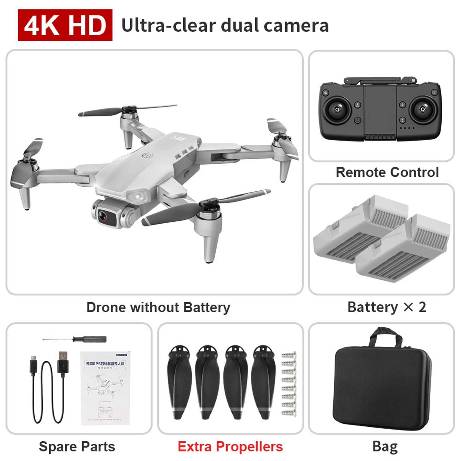 Floleo Clearance L900 GPS Drone 4K With Camera Anti Shake Foldable RC Quadcopter Brushless Motor
