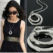 Floleo Clearance Long Chain Women Fashion Crystal Rhinestone Silver Plated Pendant Necklace Gift