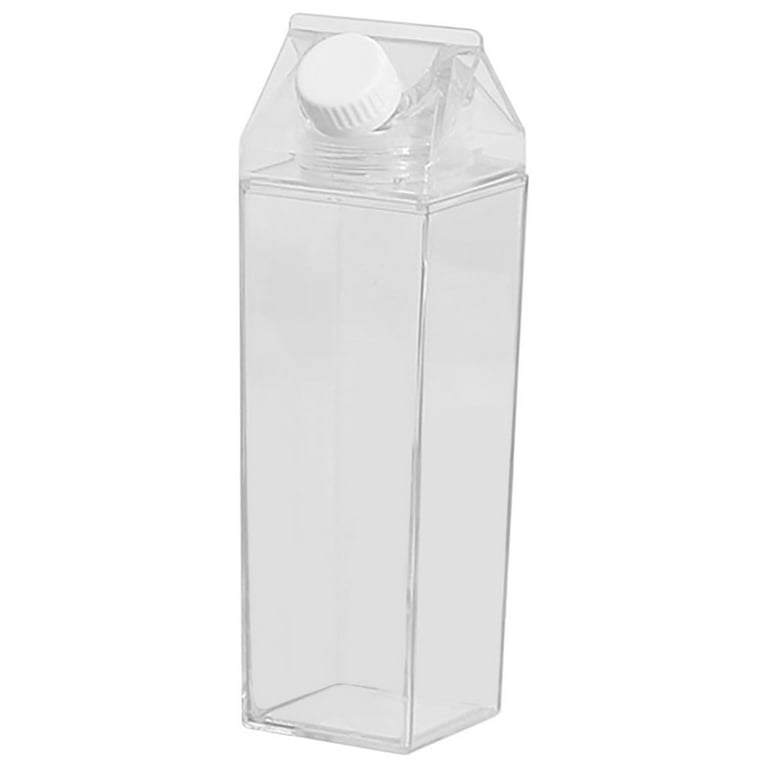 1pc Square Shaped Plastic Water Bottle With Lid, Transparent Juice Container,  Anti-fall Milk & Juice Bottle, Cold-press Juice Dispenser Bottle