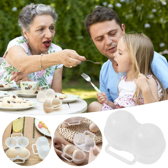 Floleo Clearance Portable Egg Storage Box Shockproof Crushproof Double-Grid Plastic Egg Tray for Outdoor Picnic Camping Travel Easy Carry Handle Design