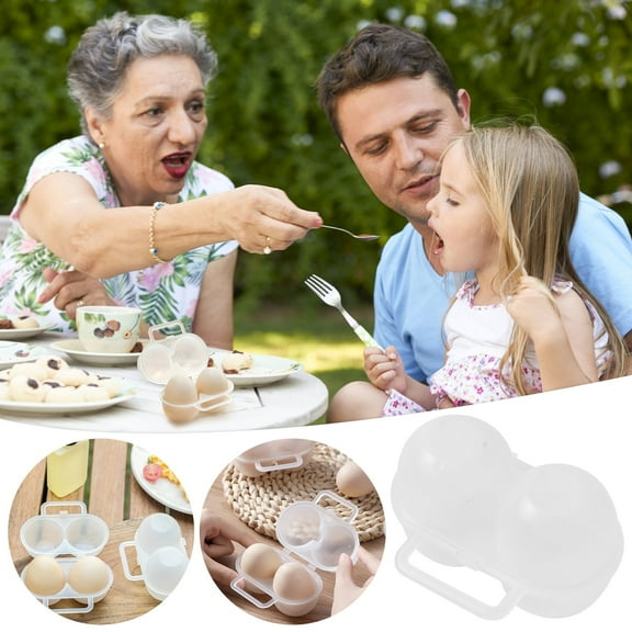 Floleo Clearance Portable Egg Storage Box Shockproof Crushproof Double-Grid Plastic Egg Tray for Outdoor Picnic Camping Travel Easy Carry Handle Design