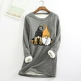 thumbnail image 1 of kayannuo Women Long Sleeve Tops Women O-Neck Loungewear Nightgowns Long Sleeve Halloween Print Fall Fleece Tops, 1 of 6
