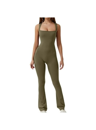 Manxivoo Shapewear Bodysuit Women's Sleeveless Solid Halter Neck Slim High  Elastic Bodysuit Bodysuits for Women Green 