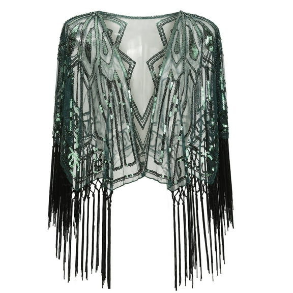 Floleo Clearance Women's 1920s Shawl Beaded Sequin Deco Evening Cape Bolero Flapper Cover up