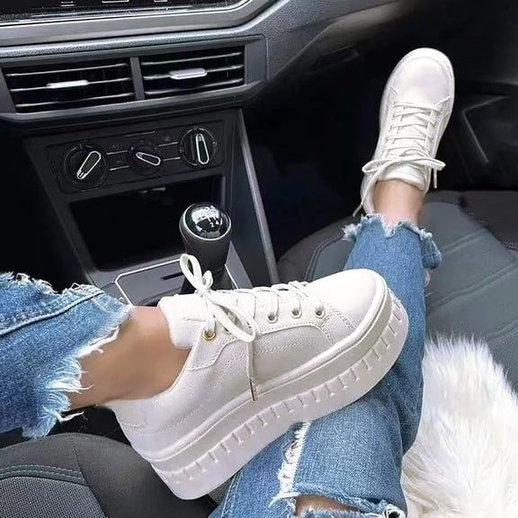 Floleo Clearance Women's Slip On Shoes Comfort Fashion Comfortable For Walking Sneakers Lace Up Shoes