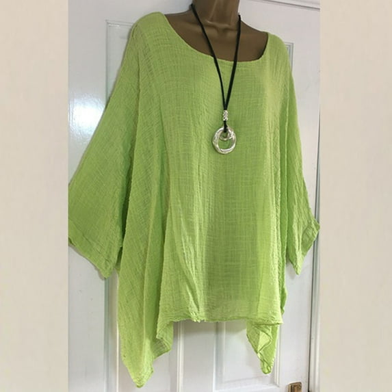 Kayannuo Clearance Womens Tops Long Sleeve Shirts Fall Clearance Fashion Woman O-Neck Short Sleeve T-Shirt Summer Solid Loose Blouse Tops Green