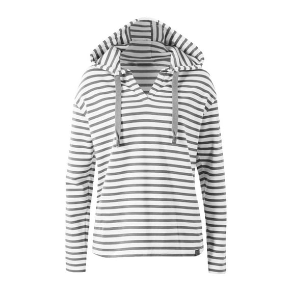 kayannuo Womens Tops Long Sleeve Shirts Fall Fashion Women's Casual Sweatshirts Long Sleeve Autumn Hoodie Stripes Hoodie Tops Shirt Bouse Gray