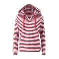 thumbnail image 1 of kayannuo Womens Tops Long Sleeve Shirts Fall Fashion Women's Casual Sweatshirts Long Sleeve Autumn Hoodie Stripes Hoodie Tops Shirt Bouse Red, 1 of 3
