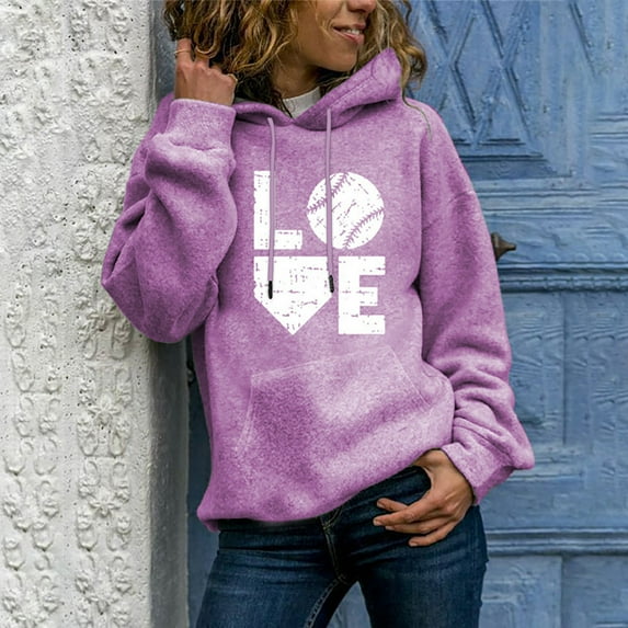 Floleo Clearance Womens Tops Long Sleeve Shirts Fall Clearance Winter Womens Casual Long Sleeve Tops Ladies Print Pullover Sweatshirt Blouse Purple