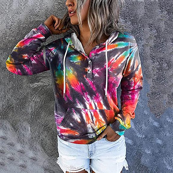 kayannuo Womens Tops Long Sleeve Shirts Fall Women Cowl Neck Pullover Hoodies Long Sleeve Print Sweatshirts Sweaters Drawstring Tops Multicolor