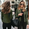 thumbnail image 1 of Floleo Clearance Womens Tops Long Sleeve Shirts Fall Clearance Women Ladies Lapel Motor Jacket Coat Zip Biker Short Punk Cropped Tops Army Green, 1 of 6