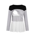 thumbnail image 1 of Floleo Clearance Womens Tops Long Sleeve Shirts Fall Clearance Maternity O-Neck Stripe Long Sleeve Breast-Feeding Pregnant Woman Nursing Blouse Tops Black, 1 of 8