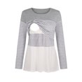 thumbnail image 1 of Floleo Clearance Womens Tops Long Sleeve Shirts Fall Clearance Maternity O-Neck Stripe Long Sleeve Breast-Feeding Pregnant Woman Nursing Blouse Tops Gray, 1 of 8