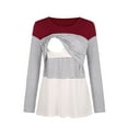 thumbnail image 1 of Floleo Clearance Womens Tops Long Sleeve Shirts Fall Clearance Maternity O-Neck Stripe Long Sleeve Breast-Feeding Pregnant Woman Nursing Blouse Tops Red, 1 of 8