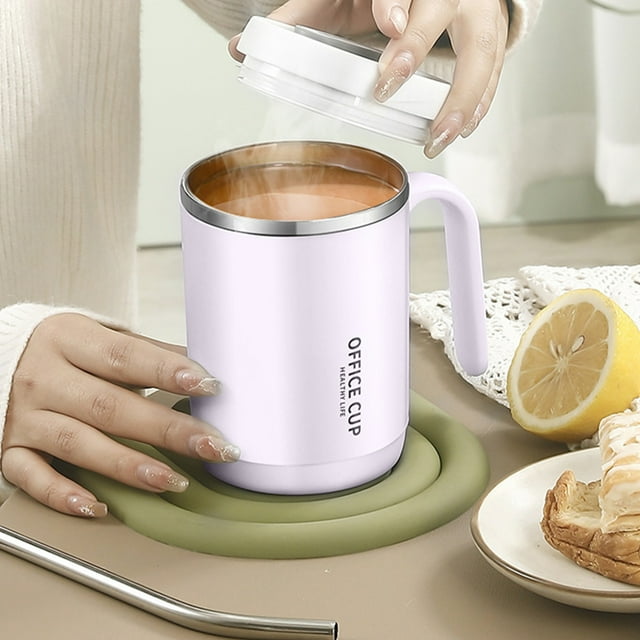 Floleo Coffee Mug With Handle, Insulated Stainless Steel Coffee Travel Cup, Vacuum Reusable Coffee Cup With Lid, Keeping Warm & Cold