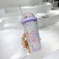 thumbnail image 1 of Fnochy Colorful Bubble Straw Cup,Multicolor Summer High Value Water Cup Portable Insulated Glitter Water Bottle Toddler Ice Coffee Mugs Drinkware, 1 of 7