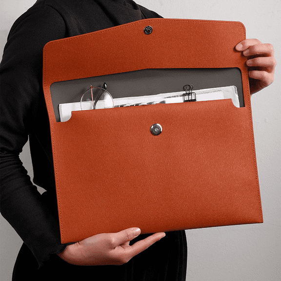 Floleo Document File Folder, Waterproof Thin PU Leather A4 Envelope Folder Expanding File Organizer Portfolio Storage Case