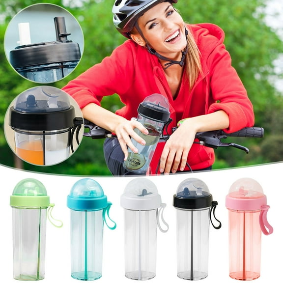 Floleo Double-Sided Water Bottle, Couple Dual Use Water Bottle Large 2 In 1 Water Bottle With Straw And Lid For Camping, Travel