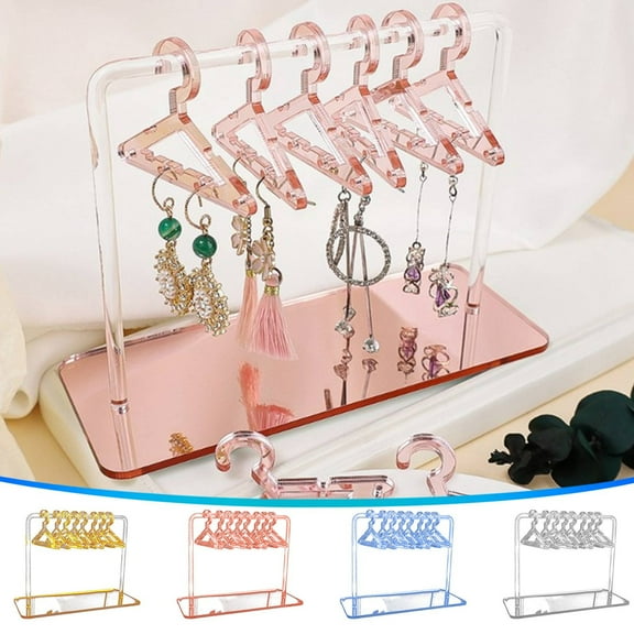 Floleo Earring Hanger Rack With 8 Mini Coat Hangers, Acrylic Earring Holder Display Stand, Ear Studs Hanging Earrings Organizer For Women Girls