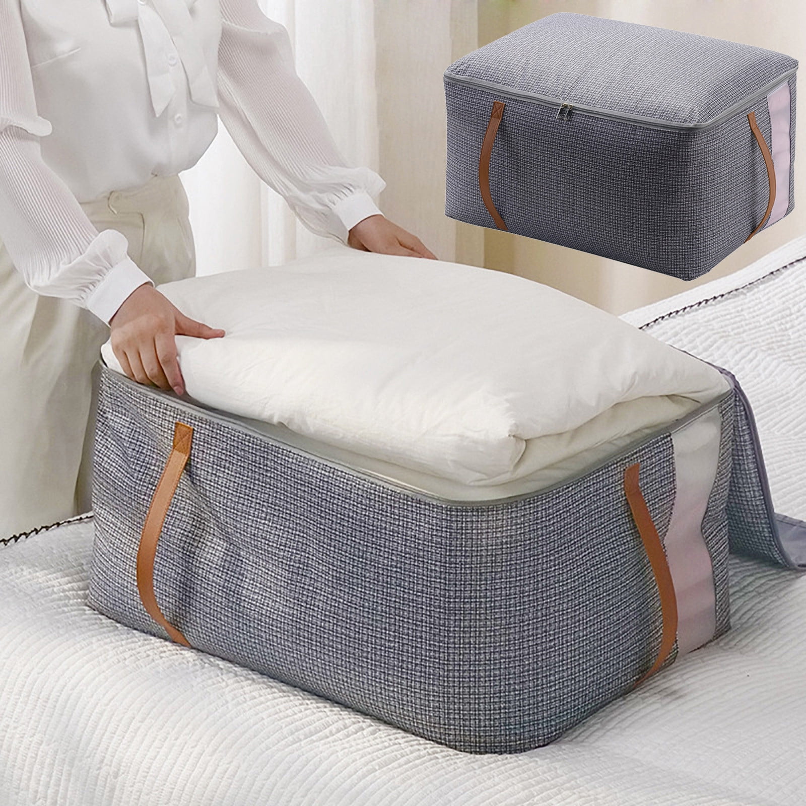 Floleo Extra Large Storage Bags, Folding Moving Comforter Blanket Storage Bags Closet Organizers ...