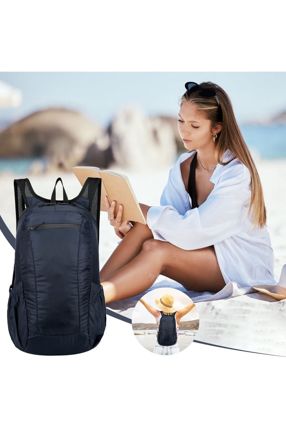 Floleo Foldable Backpack Ultralight 17x10x7 in, Waterproof Daypack for Travel Camping Hiking, Lightweight Packable Sports Bag with Storage Pouch