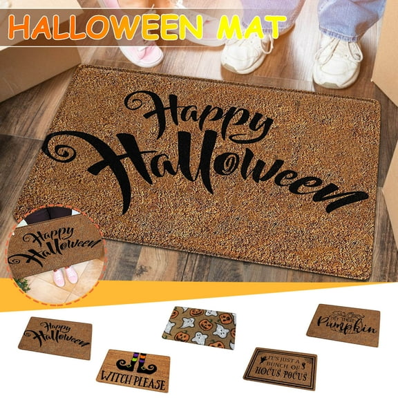 Floleo Front Door Mat Welcome Mats Low Profile Floor Mat, Ghost Boo Decorative Doormat, Seasonal Fall Halloween Holiday Decorations Floor Mat Switch Mat For Indoor Outdoor Rug Entryway Mats,24*16In