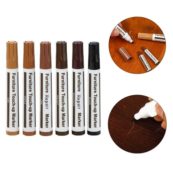 Floleo Furniture Repair Kit Wood Markers - Markers And Wax Sticks With Sharpener - For Stains, Scratches, Floors, Tables, Desks, Carpenters, Bedposts, Touch-Ups, Cover-Ups