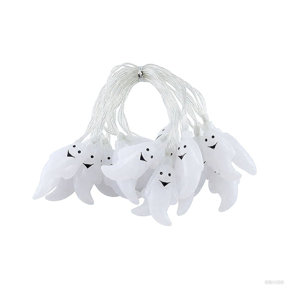 Floleo Ghost Shape LED String Lights, 3M Warm White Copper Wire Garland, Flexible Halloween Wall Decor, Spooky Holiday Ambient Lighting
