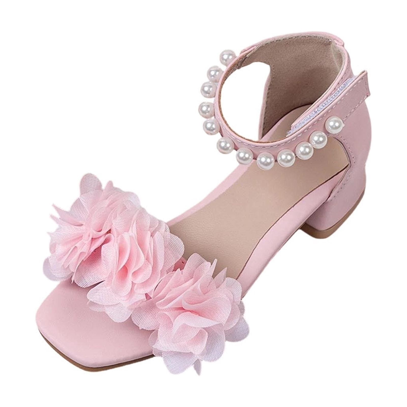 chiffon dress shoes Floleo Girls Flower & Pearl Low-Heel Sandals, Adjustable Ankle Strap Footwear, Three Tone Non-Slip Soft Sole Kids Summer Party & Shoes(Pink,10.5-11 Years) 36 mos.) 5 summer wedding guest mini dress Burgundy Men's Everyday Button-Down Shirt Size:14 US