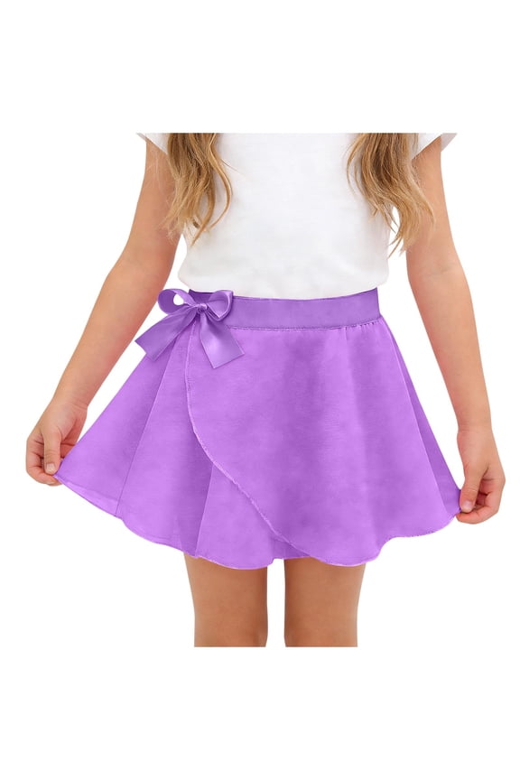 Girls' Chiffon Wrap Dance Skirt Bow Elastic Waist A-Line Skirt for Kids Ballet Classes Recitals Casual Play and Summer Wear(Hot Pink,9 Years)