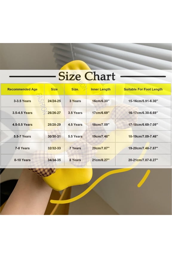 Girls' Dual Bow Gingham Slide Sandals Kids Soft Cushioned Casual Slippers Non-Slip Open-Toe Summer Shoes Versatile Beach Footwear(Yellow,3.5 Years)
