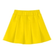 Floleo Girls  Elastic High-Waist Pleated Mini Skirt Kids Solid Color A-Line Casual Skirt Breathable Flared Skirt for Daily Wear School Parties and Sports Activities Yellow,2 Years