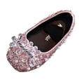thumbnail image 1 of Floleo Girls' Hand-Encrusted Rhinestone Floral Ballet Flats Pearl-Trimmed Elastic Strap Princess Shoes for Toddlers & Little Girls Birthdays Weddings and Special Events(Pink,9-9.5 Years), 1 of 6