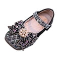 thumbnail image 1 of Floleo Girls' Multi-Layer Rhinestone Bow Mary Jane Flats Pearl-Center Adjustable Strap Princess Shoes for Toddlers & Little Girls Birthdays Weddings and Special Events(Black,2-2.5 Years), 1 of 6