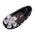 thumbnail image 1 of Floleo Girls' Rhinestone Flower Ballet Flats Elastic Strap Bling Sequin Princess Shoes for Toddlers & Little Girls Birthdays Weddings and Special Events(Black,10-10.5 Years), 1 of 6