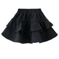 thumbnail image 1 of Floleo Girls’ Tiered Ruffle Cake Mini Skirt Kids Elastic High-Waist Flared Skirt Solid Color Casual Skirt Breathable Polyester Skirt for Daily Wear School Parties (Black,13 Years), 1 of 4