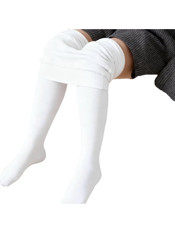 Girls Winter Thermal Tights 2000D Thick Fleece Lined Warm Leggings Stretchy Solid Color Full Length Pantyhose for Cold Weather School Daily Wear